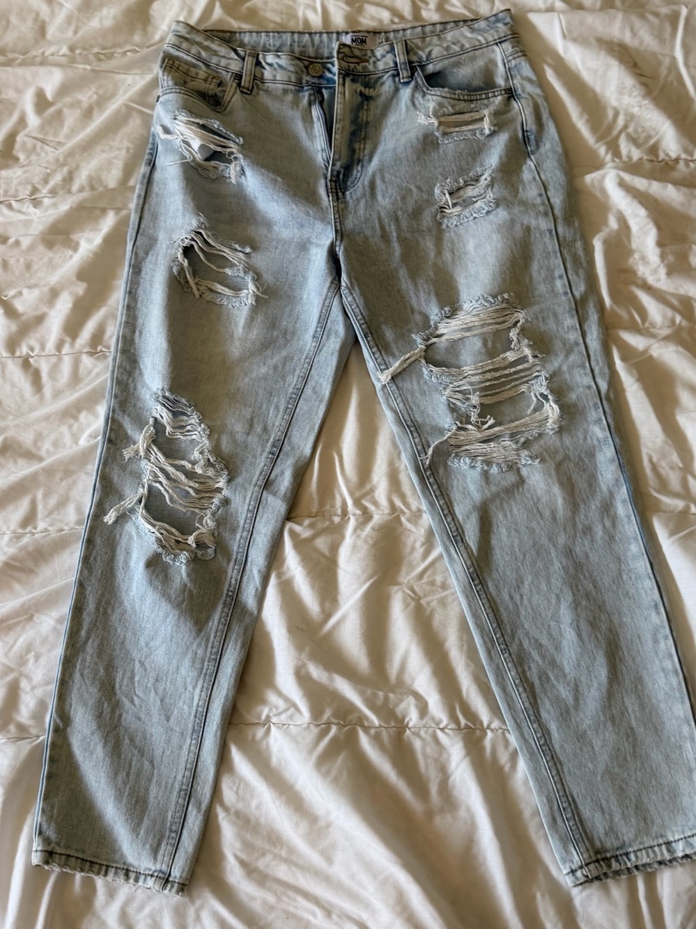 refuge Light Blue Distressed Straight Leg Jeans